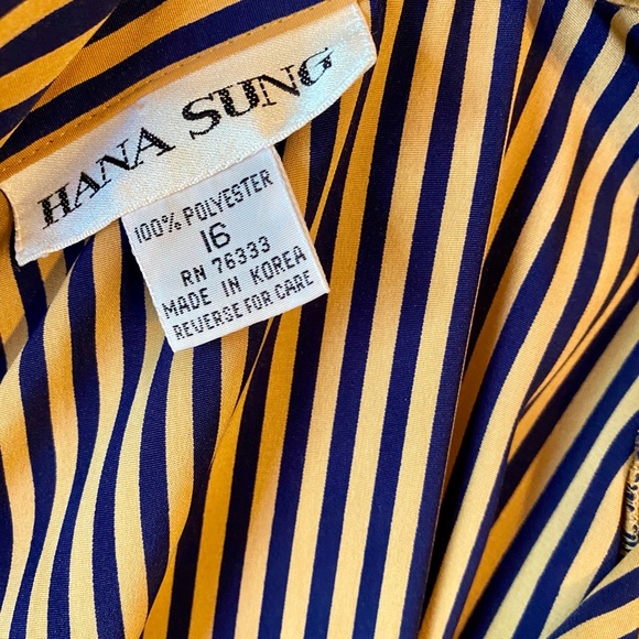 Vintage long sleeve tan and navy midi dress - Picture 6 of 7